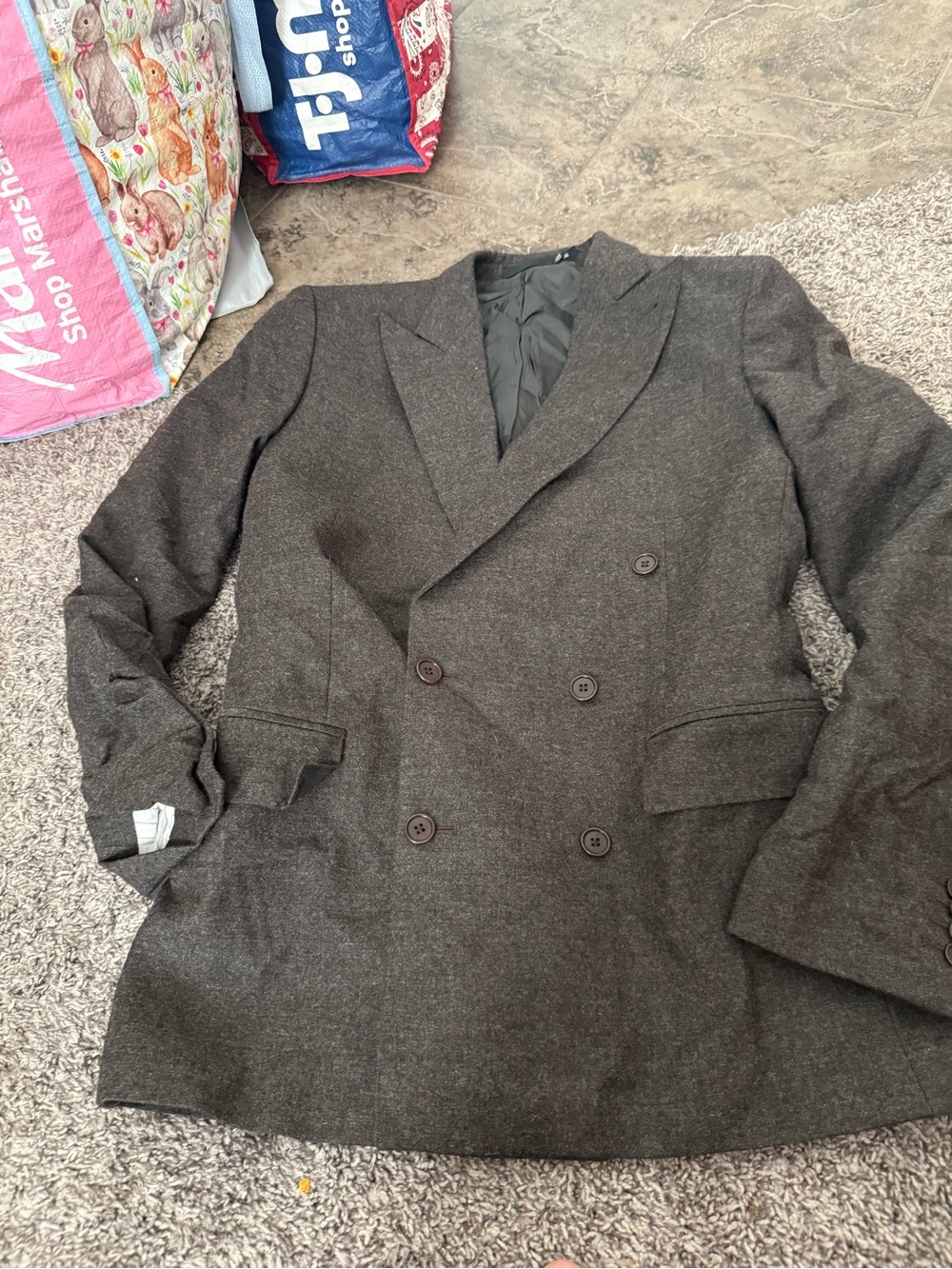 🌽NWOT BLK DNM Double-Breasted Wool Blazer in Dark Brown
